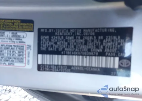 2007 Toyota Camry Le z USA, uszkodzony, nr VIN 4T1BE46KX7U039879